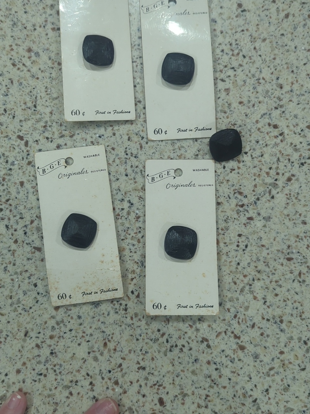 Black Square Sweater Buttons  BGE ORIGINALS Made In Holland Set Of 5 Textured